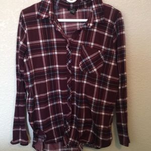 Maroon button flannel